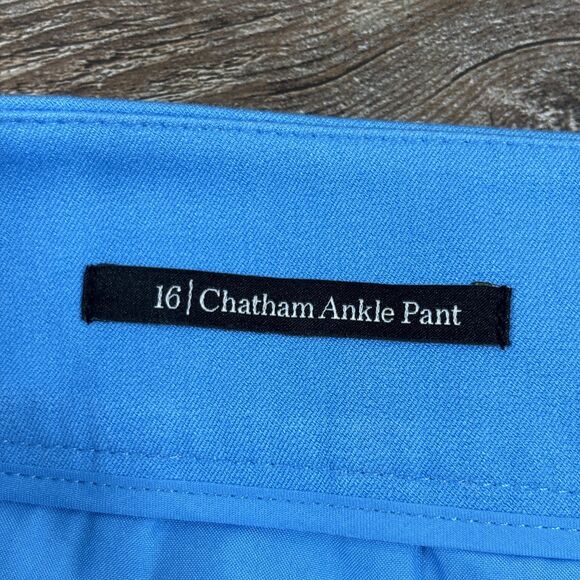 Talbots Pants Womens 16 Blue Chatham Ankle Pant Slim Leg Dress Stretch Side Zip - Picture 12 of 13